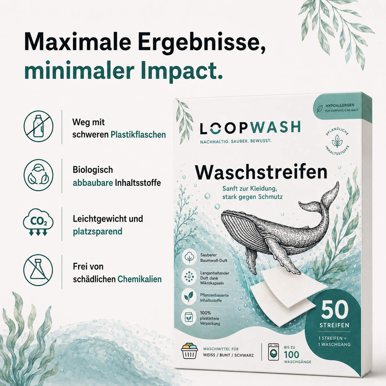 Waschstreifen - Frische Leinen/ Baumwolle