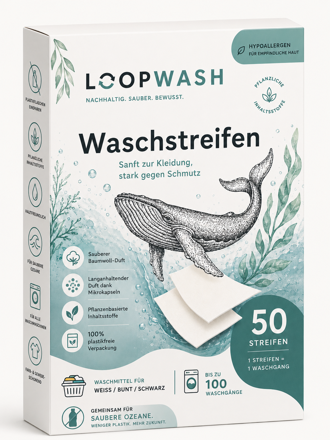 Waschstreifen - Frische Leinen/ Baumwolle