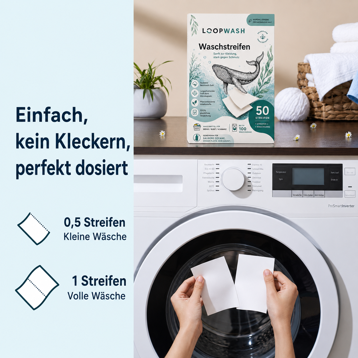 Waschstreifen - Frische Leinen/ Baumwolle
